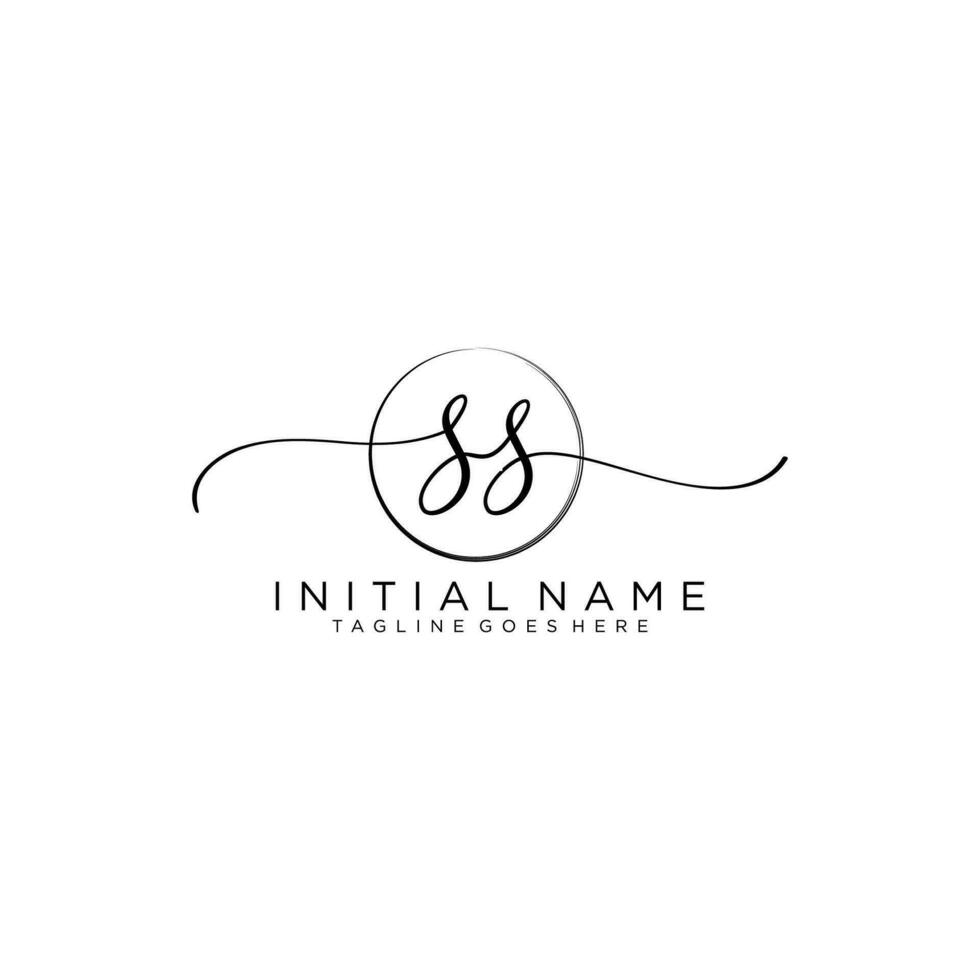 Initial SS feminine logo collections template. handwriting logo of initial signature, wedding, fashion, jewerly, boutique, floral and botanical with creative template for any company or business. vector