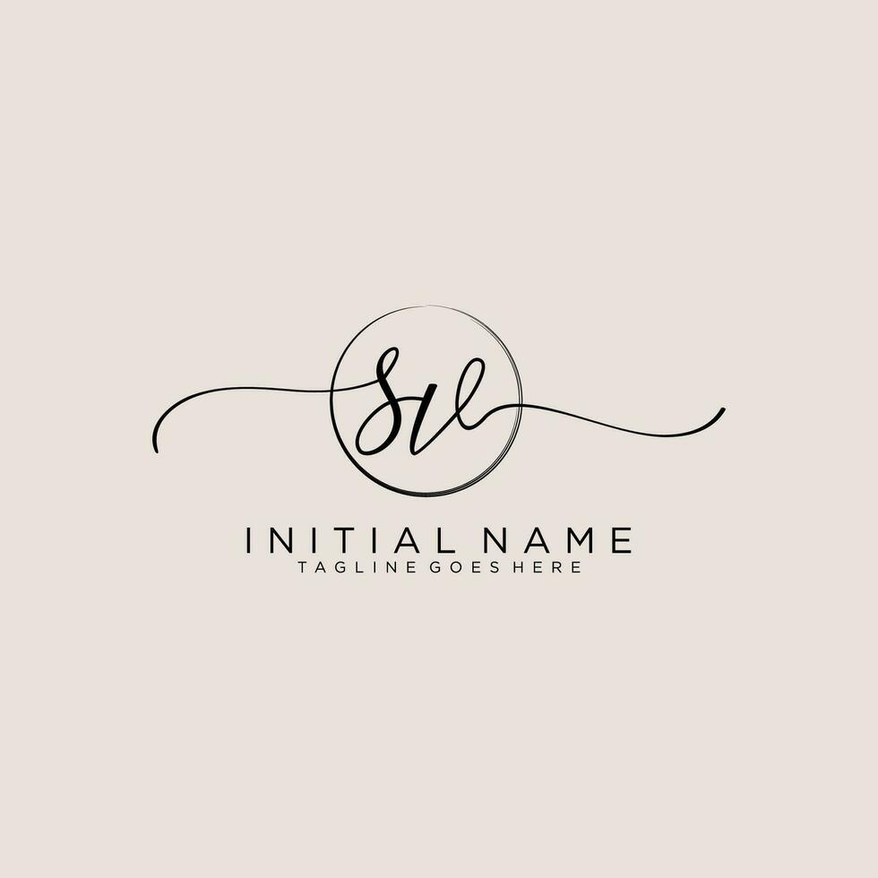 Initial SV feminine logo collections template. handwriting logo of initial signature, wedding, fashion, jewerly, boutique, floral and botanical with creative template for any company or business. vector