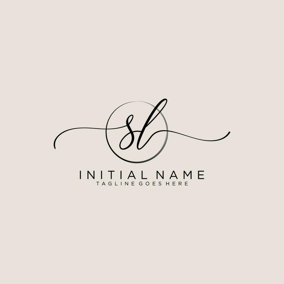 Initial SL feminine logo collections template. handwriting logo of initial signature, wedding, fashion, jewerly, boutique, floral and botanical with creative template for any company or business. vector