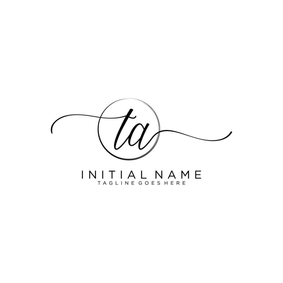 Initial TA feminine logo collections template. handwriting logo of initial signature, wedding, fashion, jewerly, boutique, floral and botanical with creative template for any company or business. vector