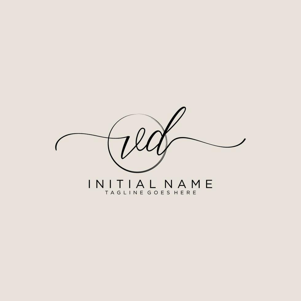 Initial VD feminine logo collections template. handwriting logo of initial signature, wedding, fashion, jewerly, boutique, floral and botanical with creative template for any company or business. vector
