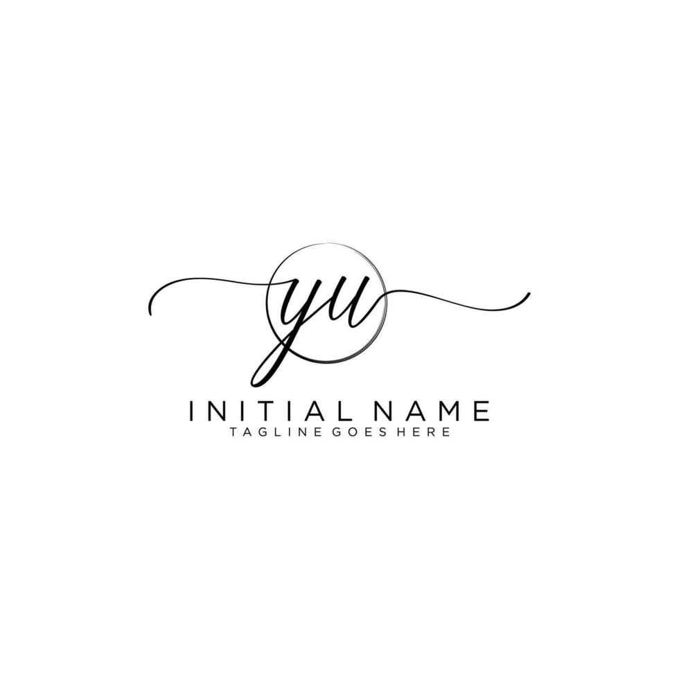 Initial YU feminine logo collections template. handwriting logo of initial signature, wedding, fashion, jewerly, boutique, floral and botanical with creative template for any company or business. vector