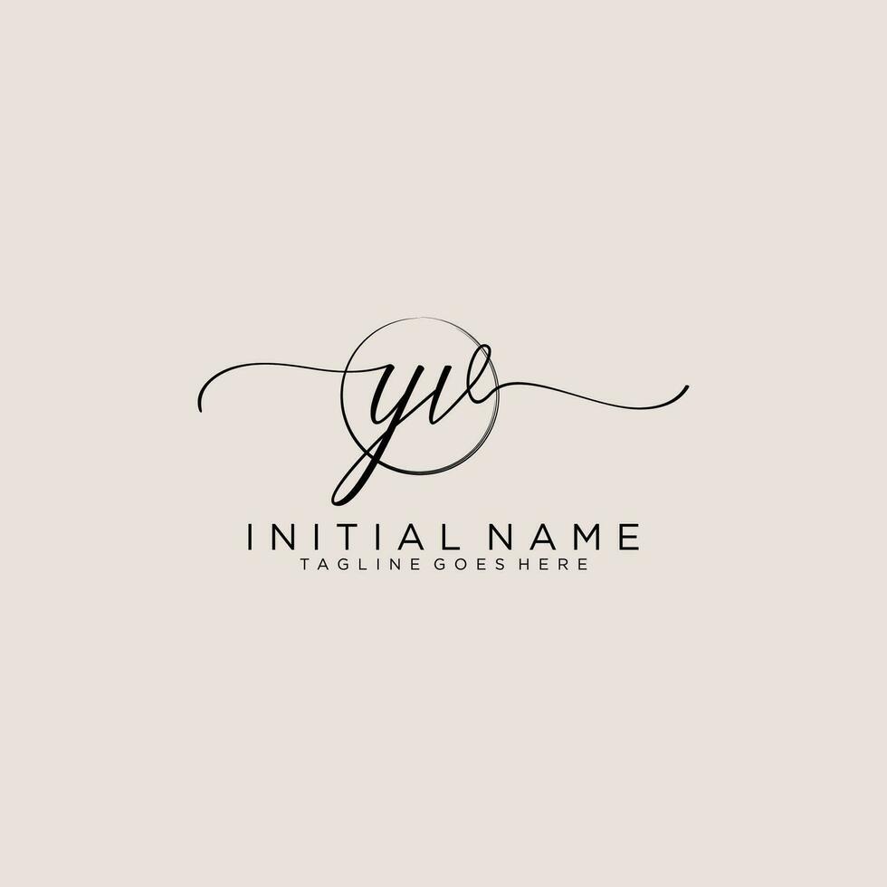 Initial YV feminine logo collections template. handwriting logo of initial signature, wedding, fashion, jewerly, boutique, floral and botanical with creative template for any company or business. vector