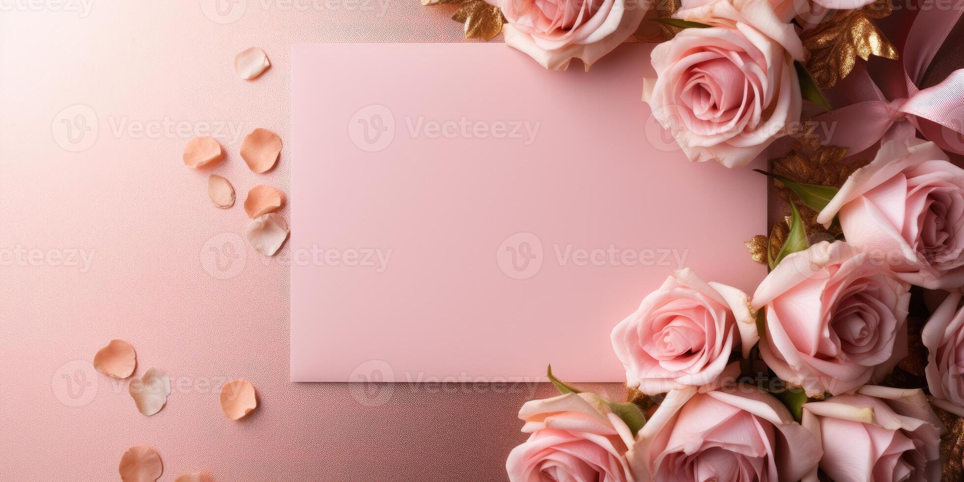 Wedding flowers and wedding invitation. photo