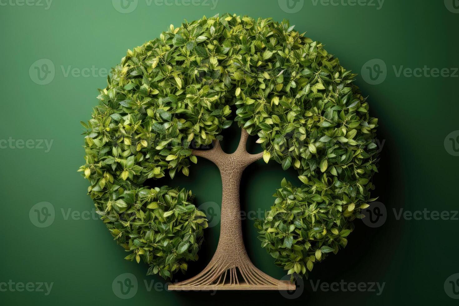 Ecosystem restoration, environment day concept tree background. Recycle icon paper cut banner with forest. Ecology project concept, illustration photo