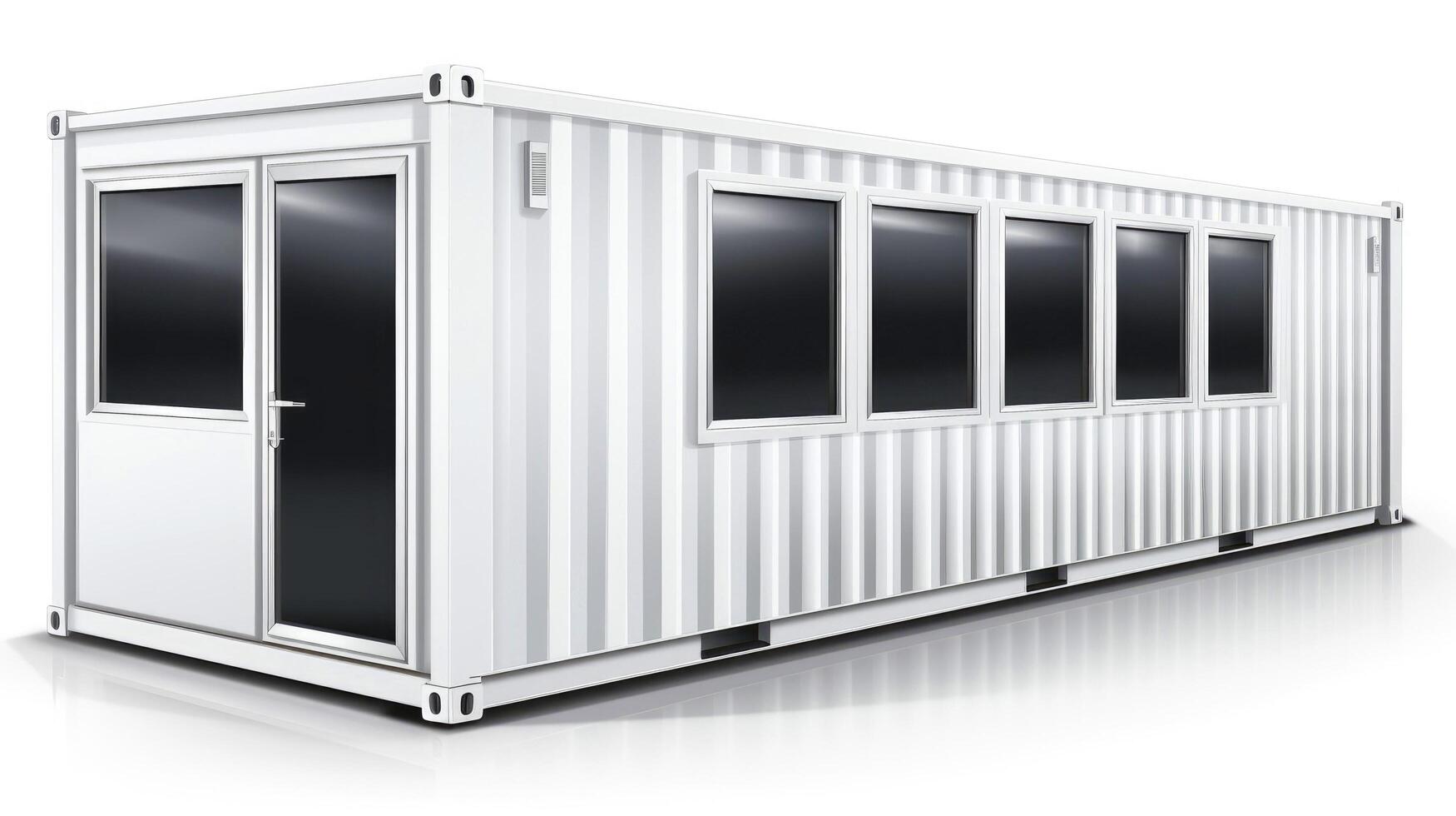 Mobile office buildings or container site office for construction site. Shipping container. Portable house and office cabins, illustration photo