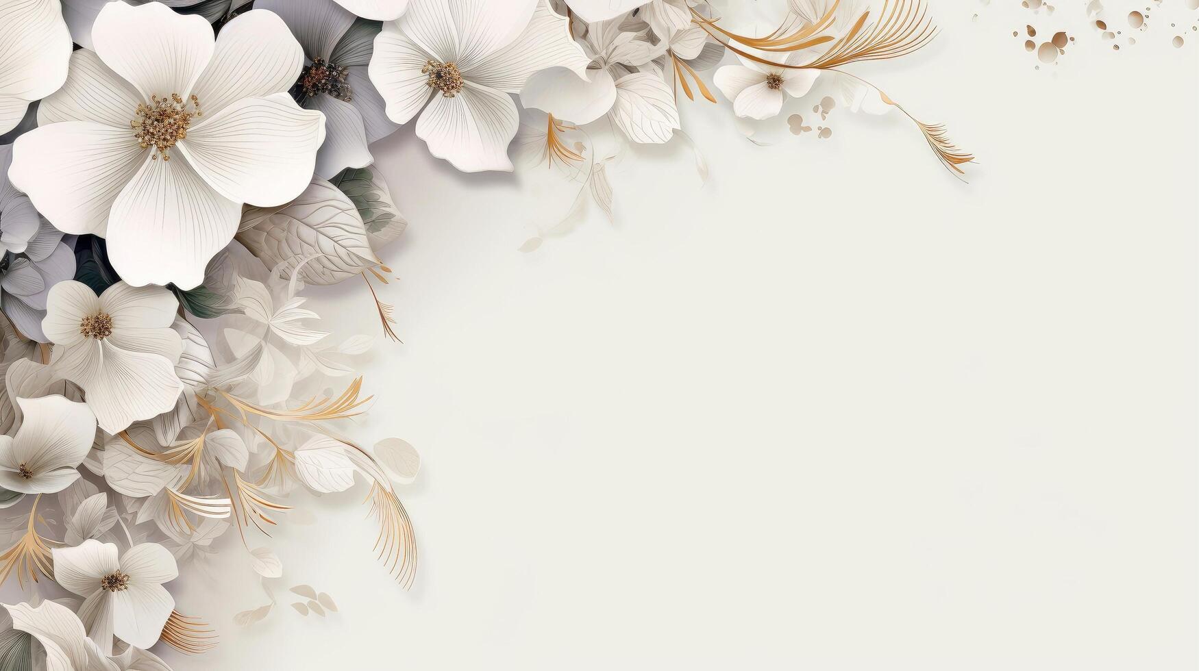 Floral border frame card template. multicolor flowers, leaves, for banner, wedding card. Springtime composition with copy-space, illustration photo