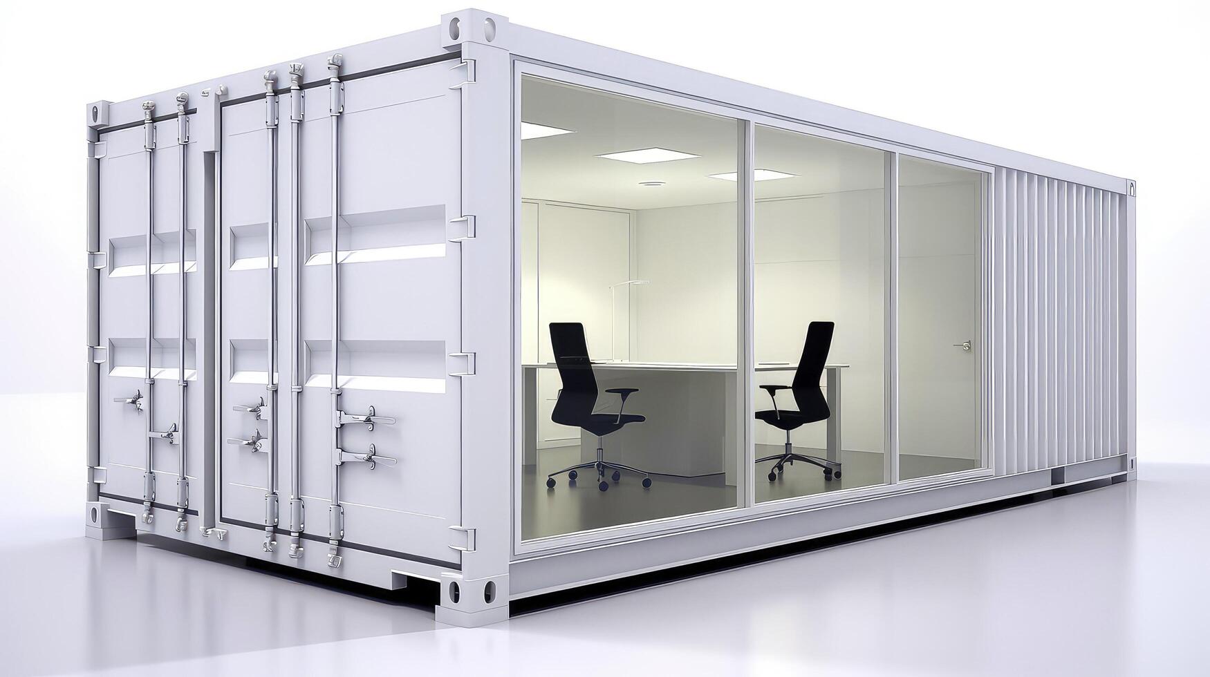 Mobile office buildings or container site office for construction site. Shipping container. Portable house and office cabins, illustration photo