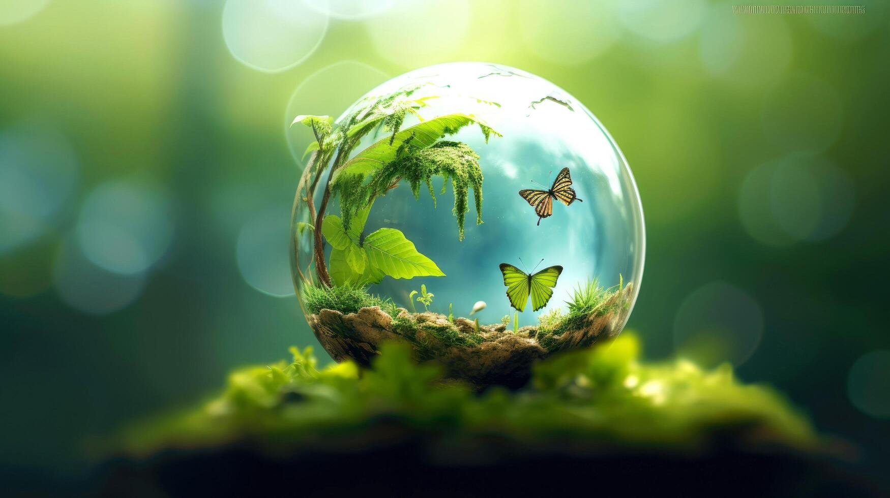 Illustration image, Nature and Sustainability, Eco-friendly Living and conservation, Concept art of Earth and animal life in different environments, illustration photo