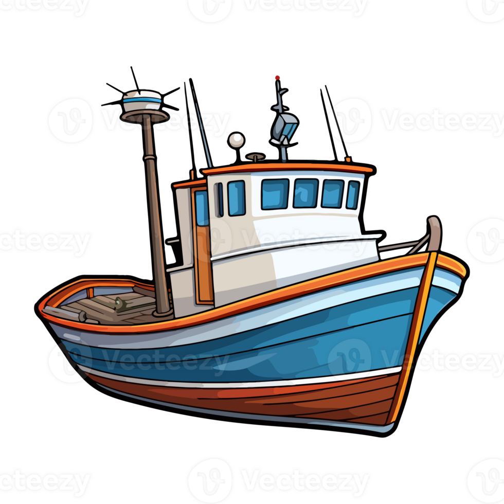 Fischers Boot im Karikatur Stil, Boot Aufkleber png