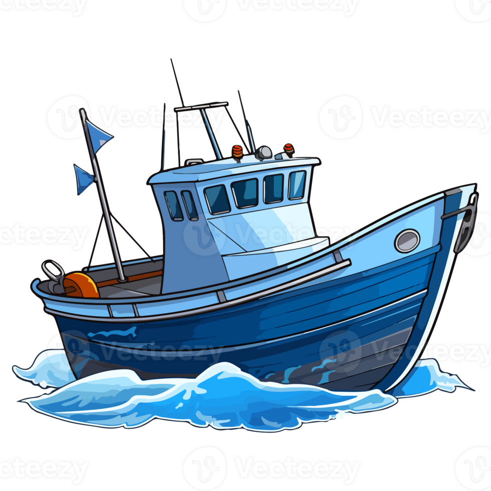 Fischers Boot im Karikatur Stil, Boot Aufkleber png