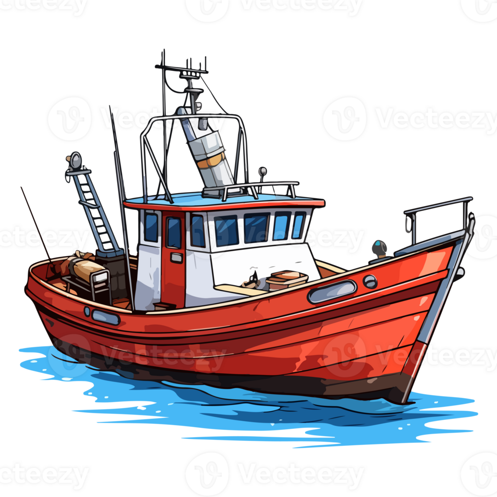 Fischers Boot im Karikatur Stil, Boot Aufkleber png