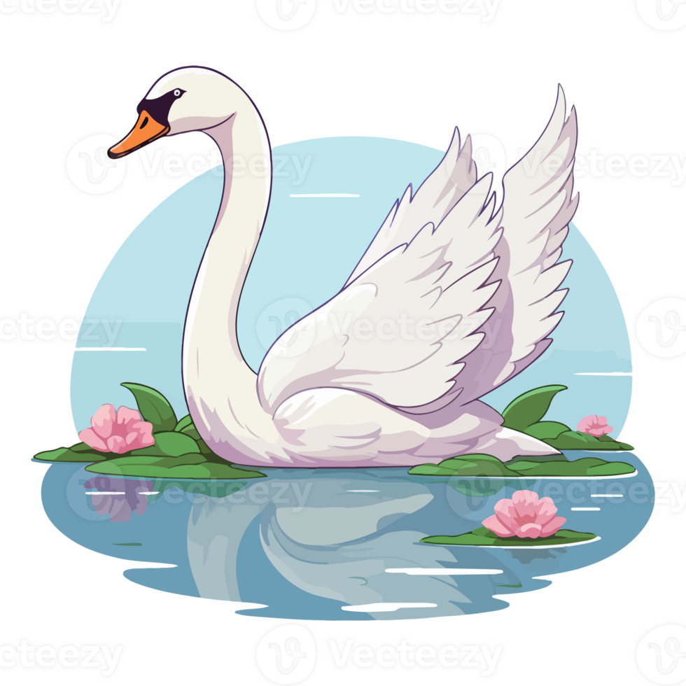 swan swimming in the lake png