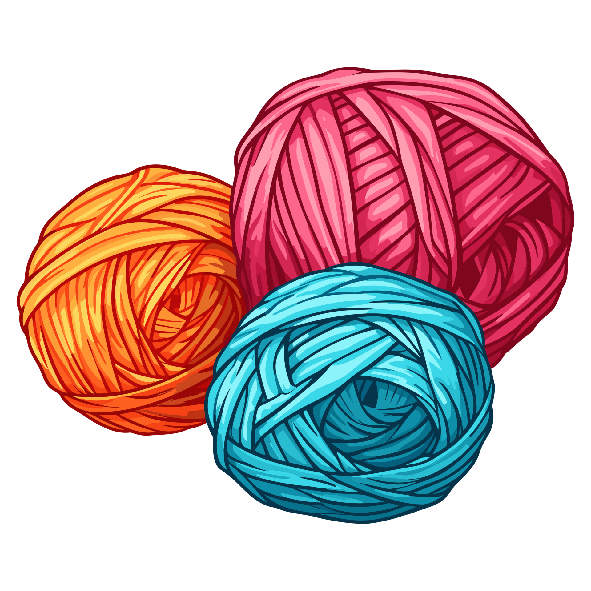 Yarn ball. Skein of yarn for knitting illustration, balls of Knitting wool  sticker. 26721063 PNG