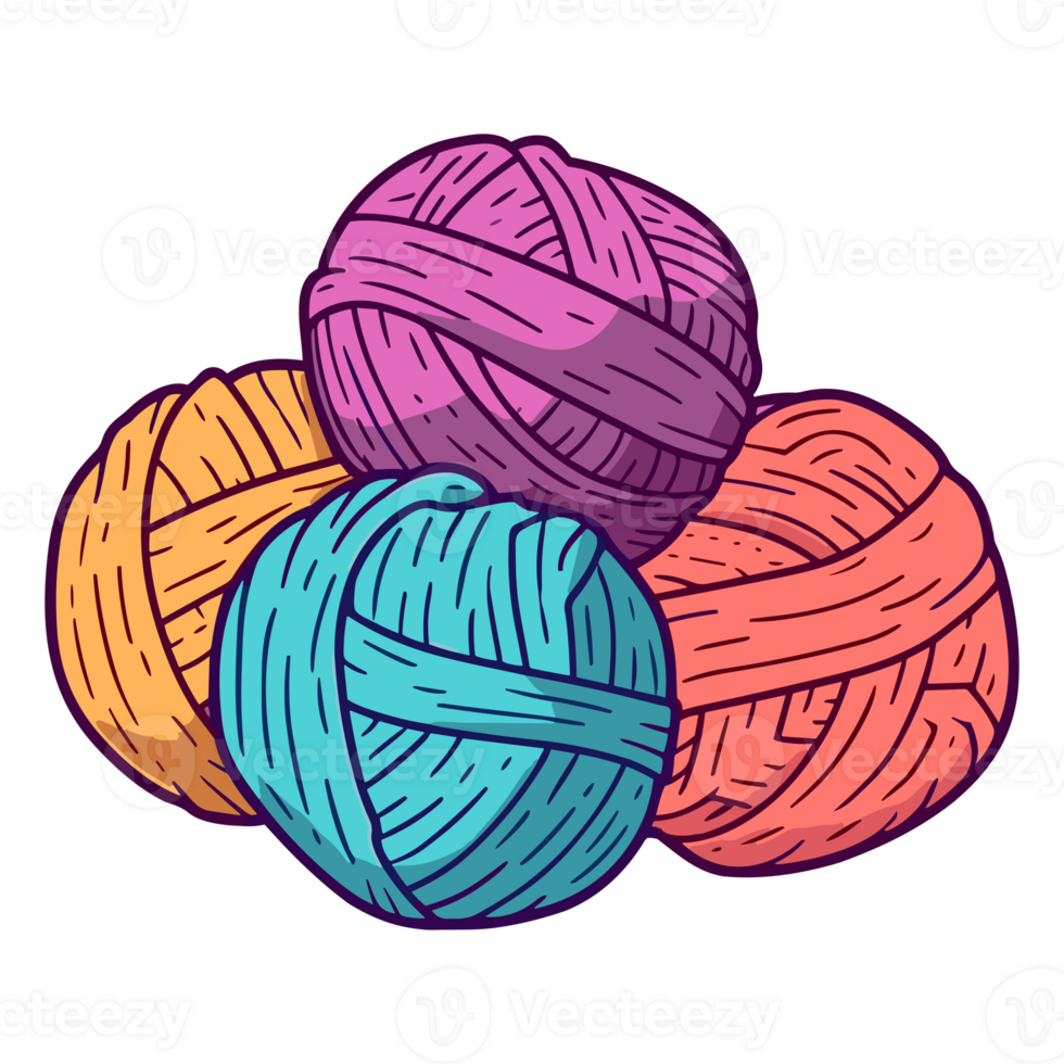 Yarn ball. Skein of yarn for knitting illustration, balls of Knitting wool sticker. png