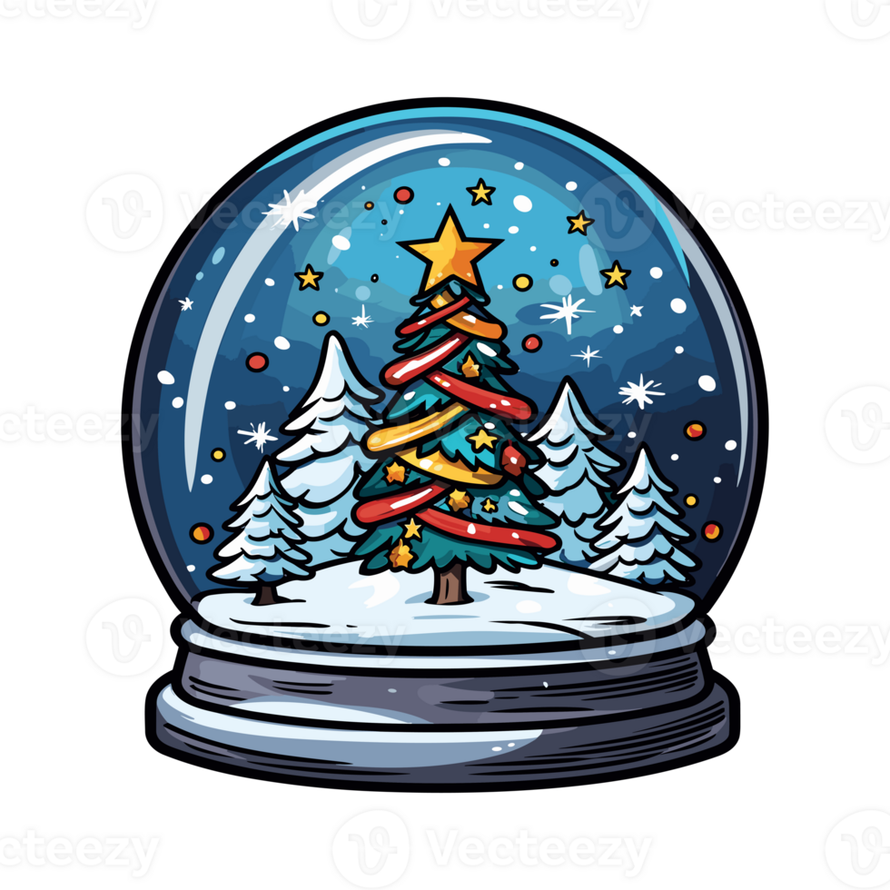 snow globe with winter scene png