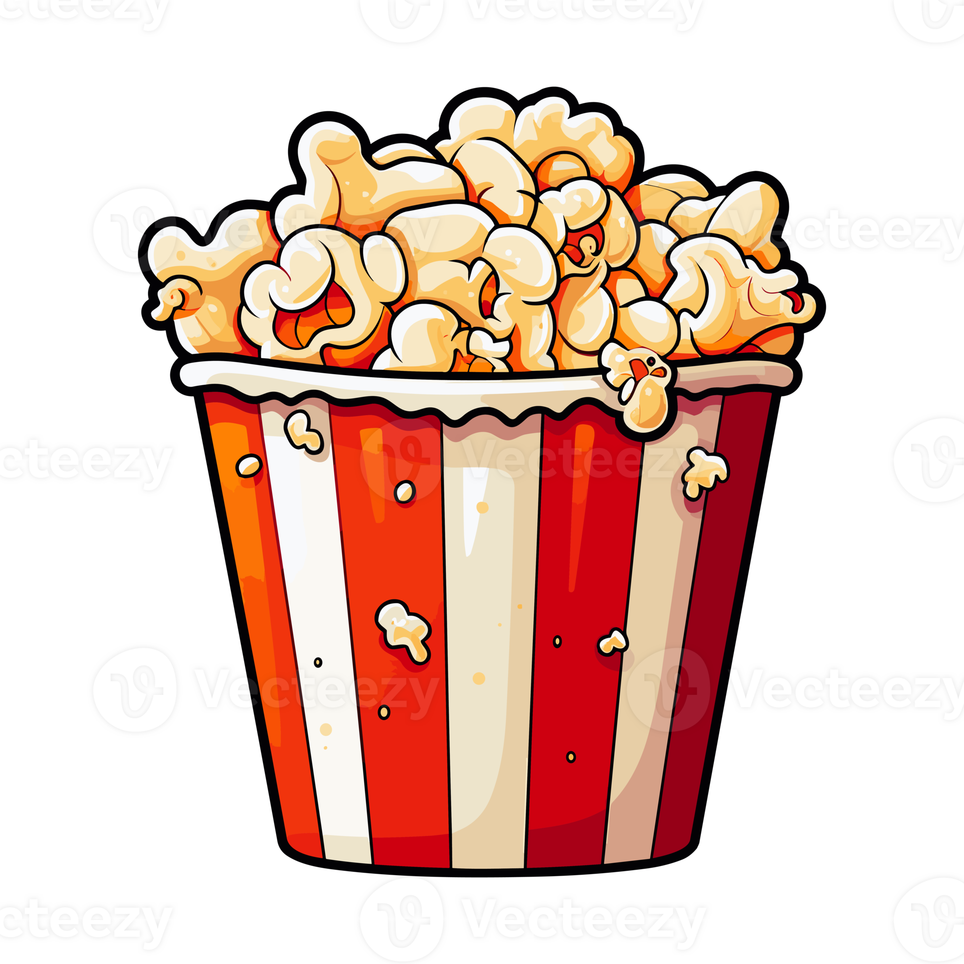popcorn bucket. Cinema snack, Popcorn in a red striped bucket sticker