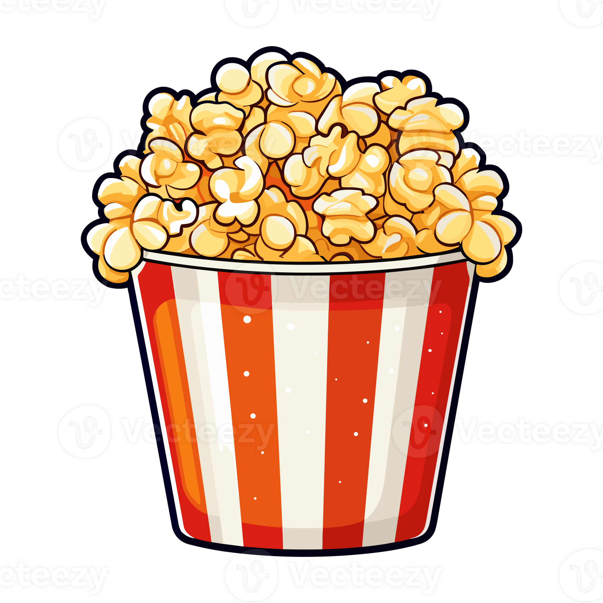 popcorn bucket. Cinema snack, Popcorn in a red striped bucket sticker