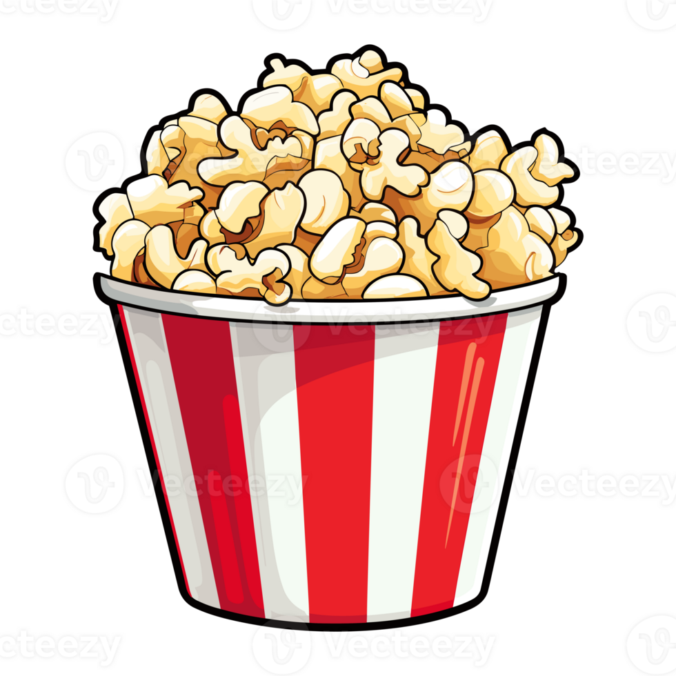 popcorn bucket. Cinema snack, Popcorn in a red striped bucket sticker