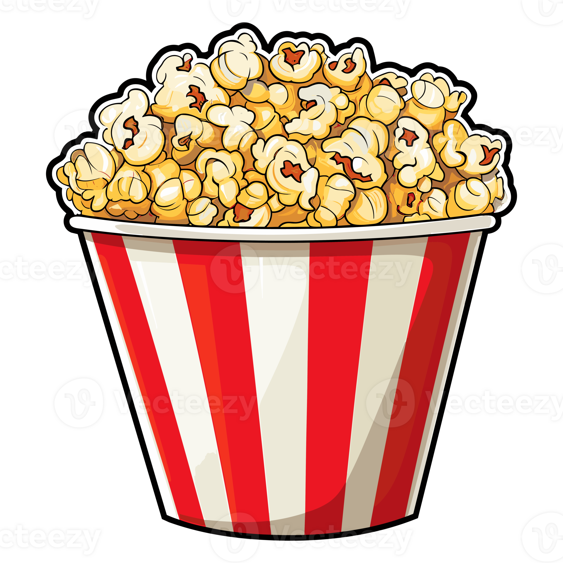 popcorn bucket. Cinema snack, Popcorn in a red striped bucket sticker