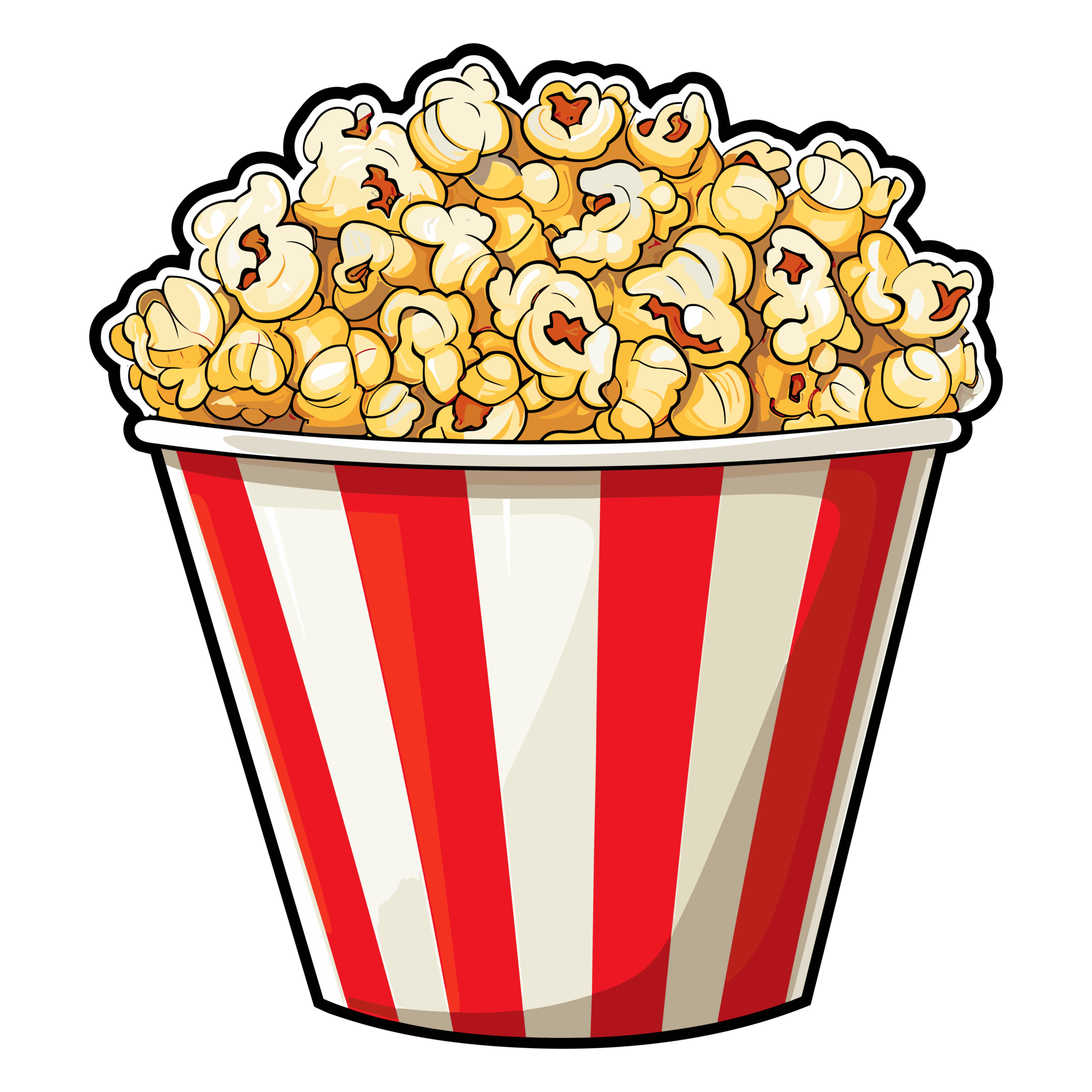 popcorn emmer. bioscoop tussendoortje, popcorn in een rood gestreept