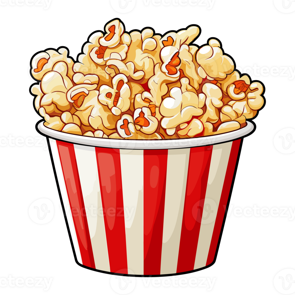 popcorn bucket. Cinema snack, Popcorn in a red striped bucket sticker