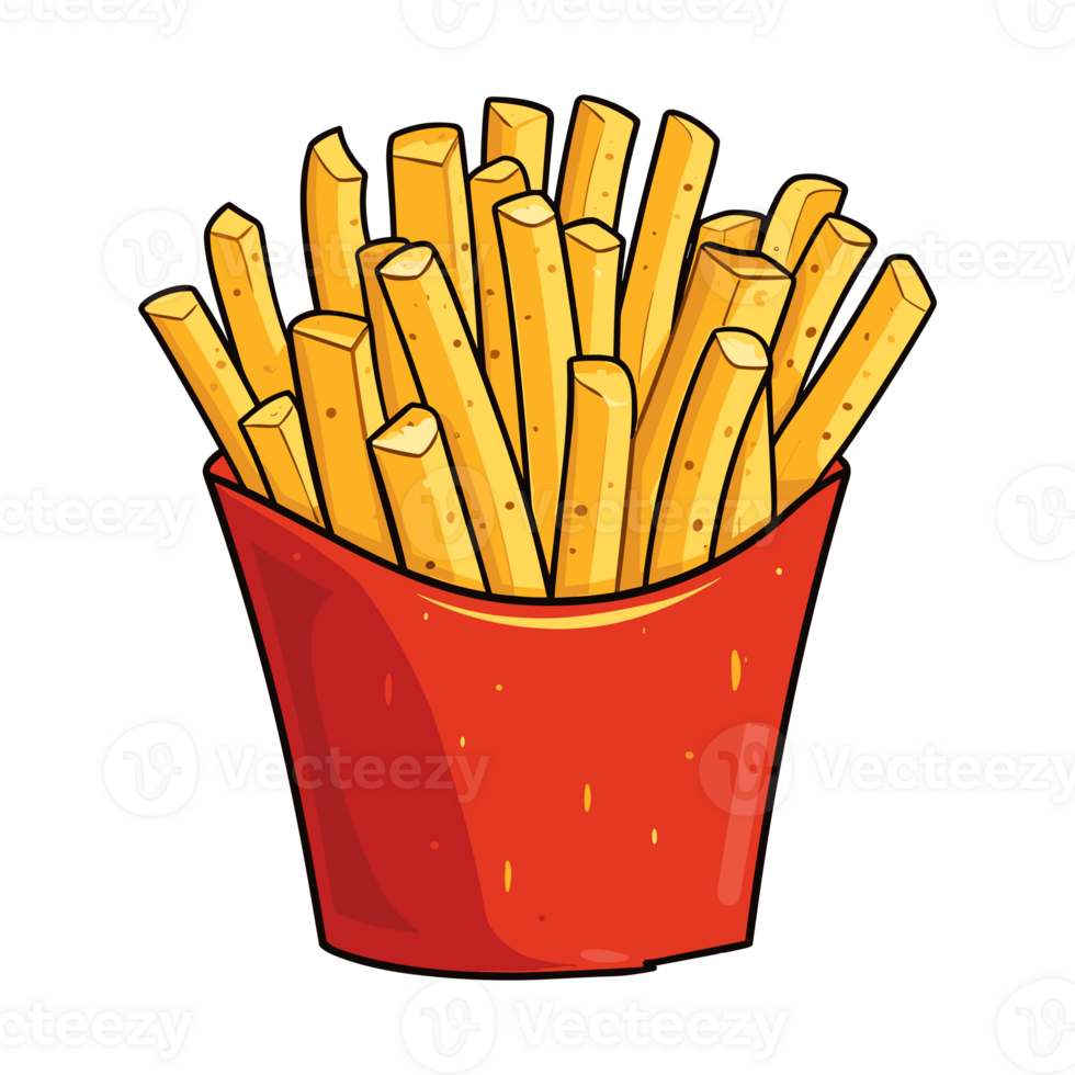 French fries in paper bucket 26721255 PNG