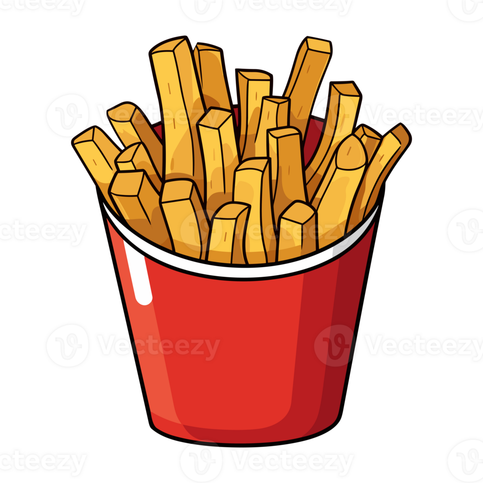 French fries in paper bucket 26721260 PNG