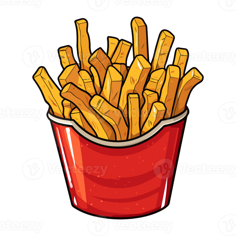 French fries in paper bucket 26721261 PNG