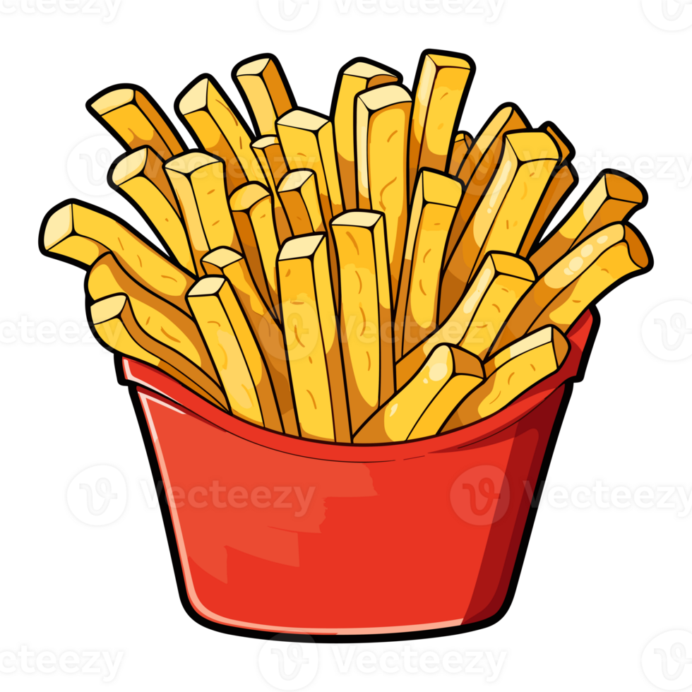 French fries in paper bucket 26721262 PNG