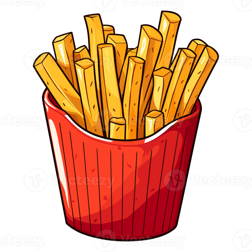French fries in paper bucket 26721264 PNG