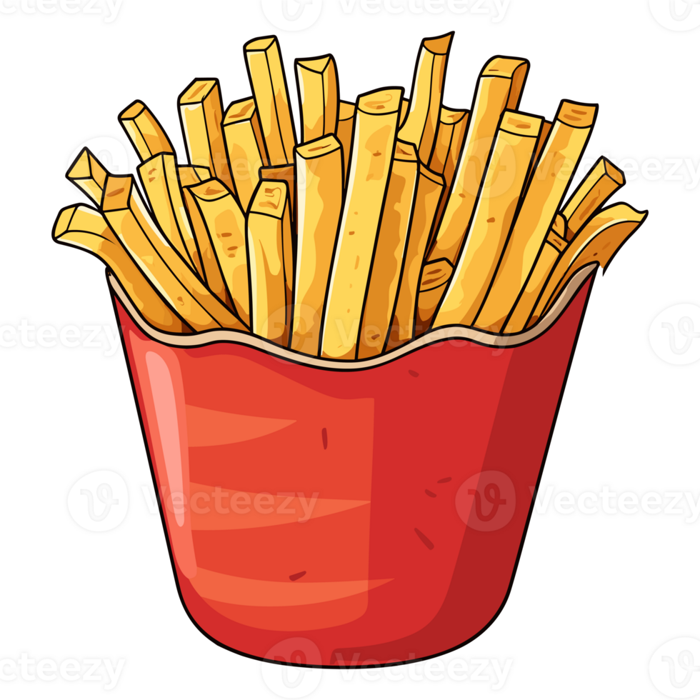 French fries in paper bucket 26721267 PNG