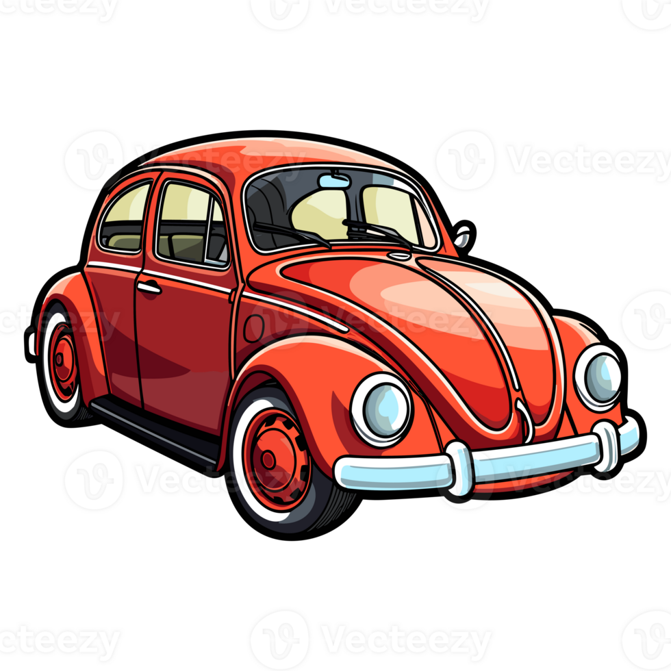 Beetle classic car with a roof rack illustration png