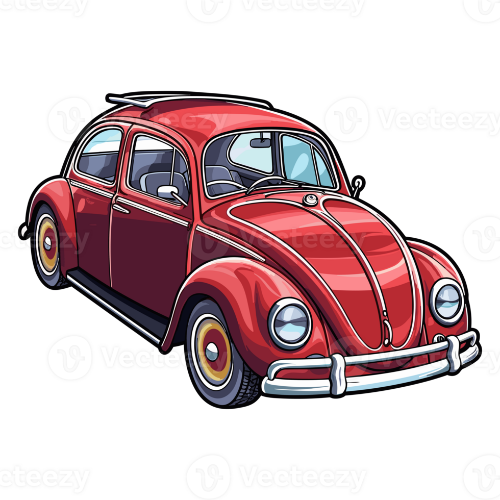 Beetle classic car with a roof rack illustration png