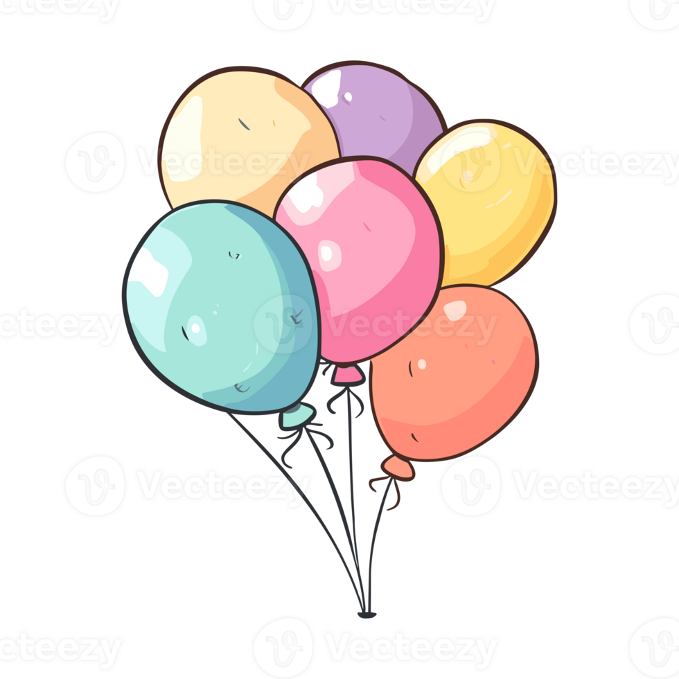 Cute balloons pastel colors illustration 26721315 PNG