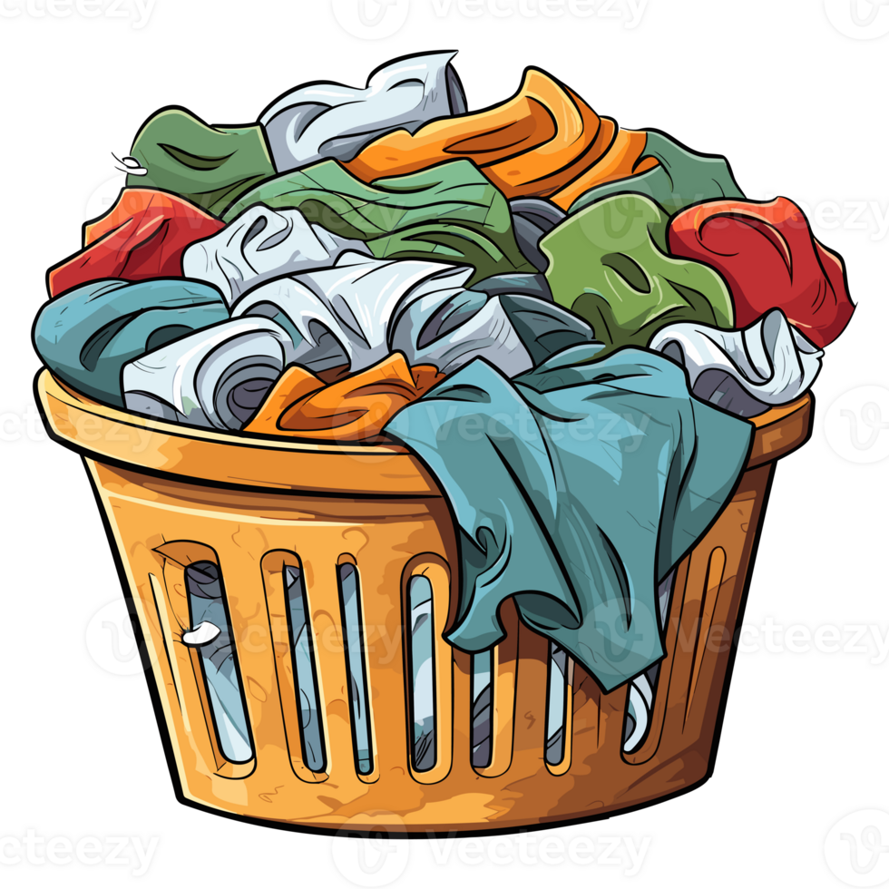 Laundry basket clean clothes cleaning chores housework, Laundry concept png