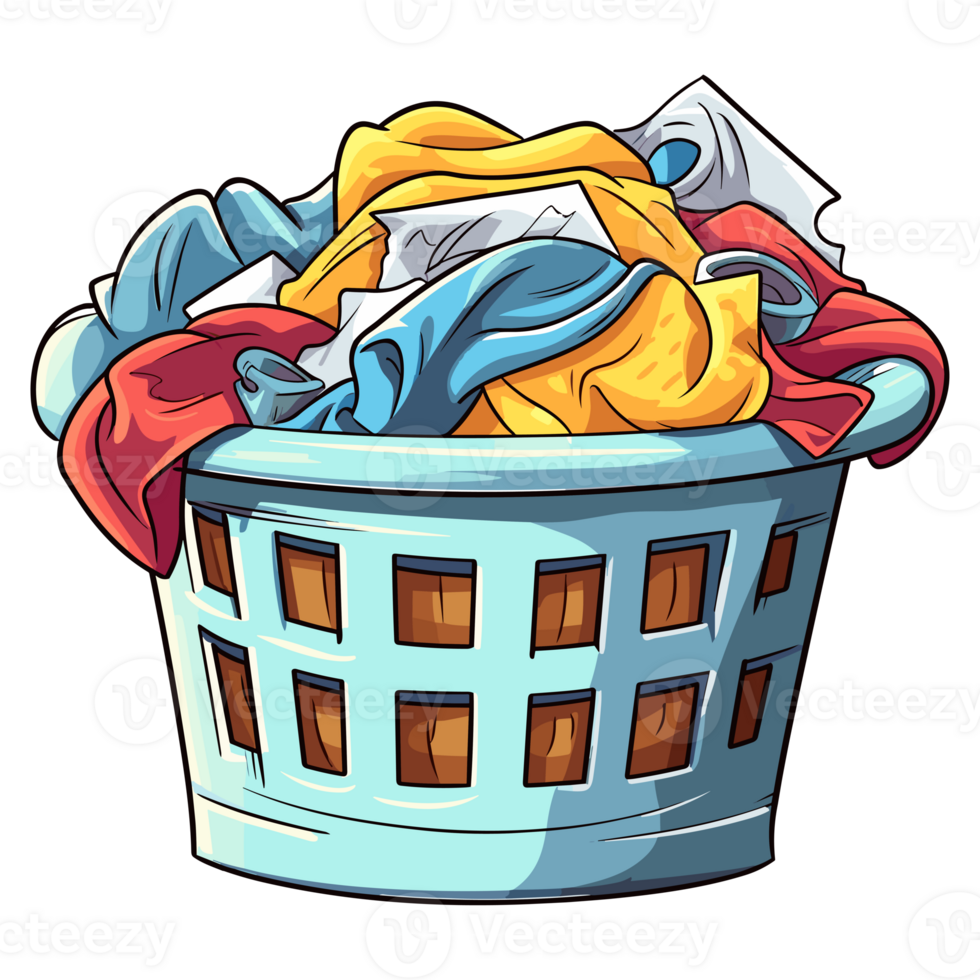 Laundry basket clean clothes cleaning chores housework, Laundry concept png