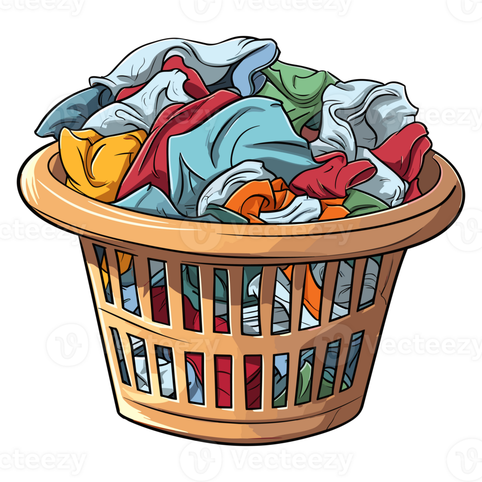 Laundry basket clean clothes cleaning chores housework, Laundry concept png