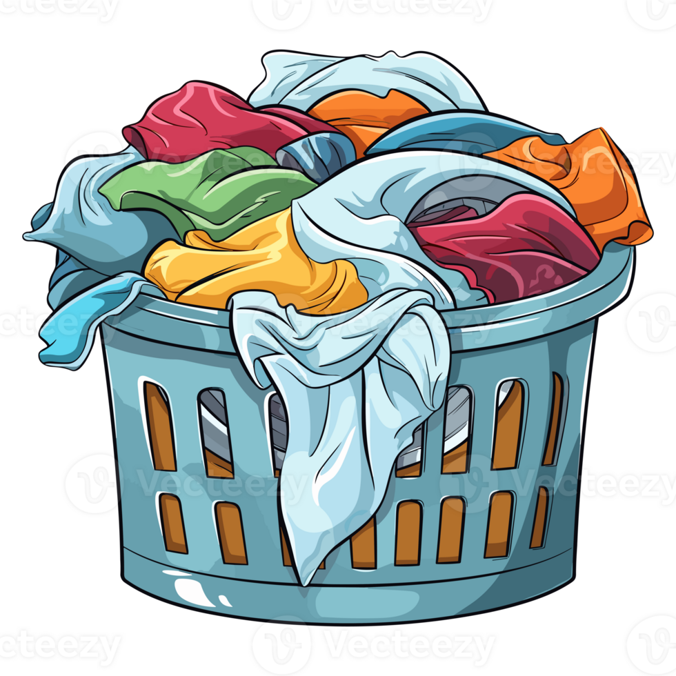 Laundry basket clean clothes cleaning chores housework, Laundry concept png