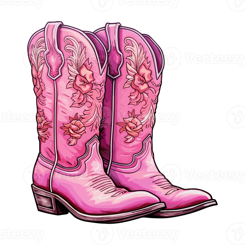 Pink cowboy cowgirl boots in western southwestern style, cowgirl