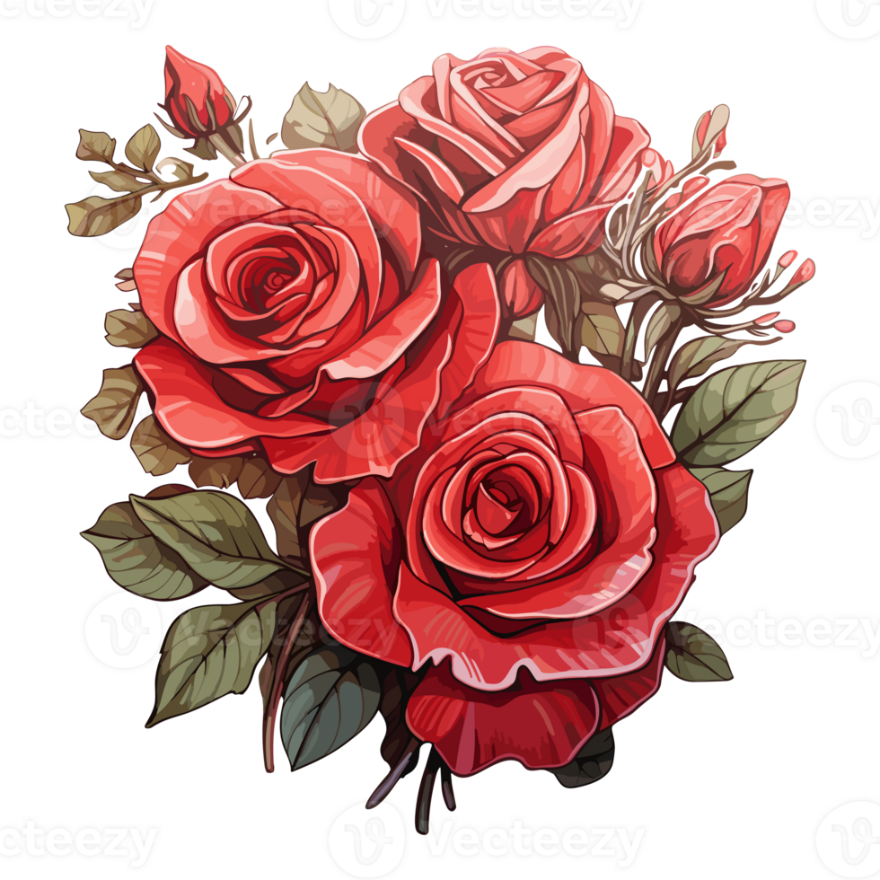 Beautiful red rose illustration png