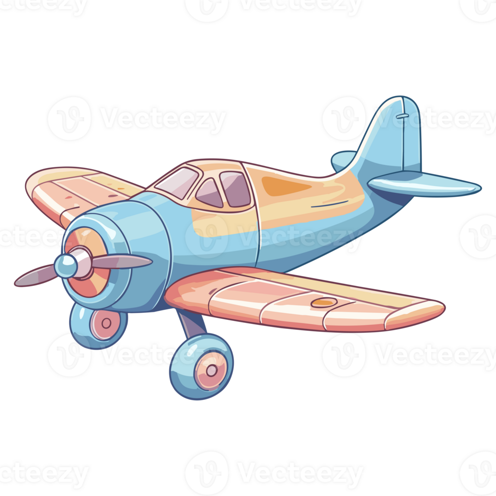 Miniature of a colorful toy airplane in cartoon style pastel colors png