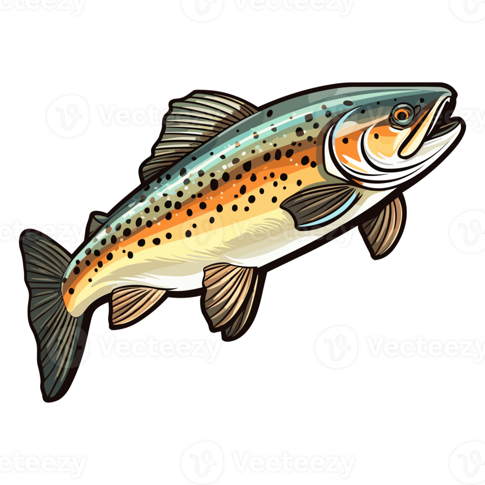 Trout fish illustration, Jumping fish, freshwater sportfishing png