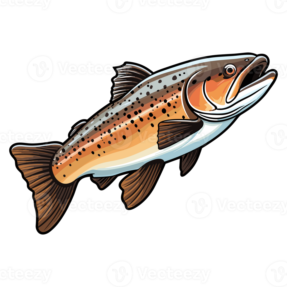 Trout fish illustration, Jumping fish, freshwater sportfishing png