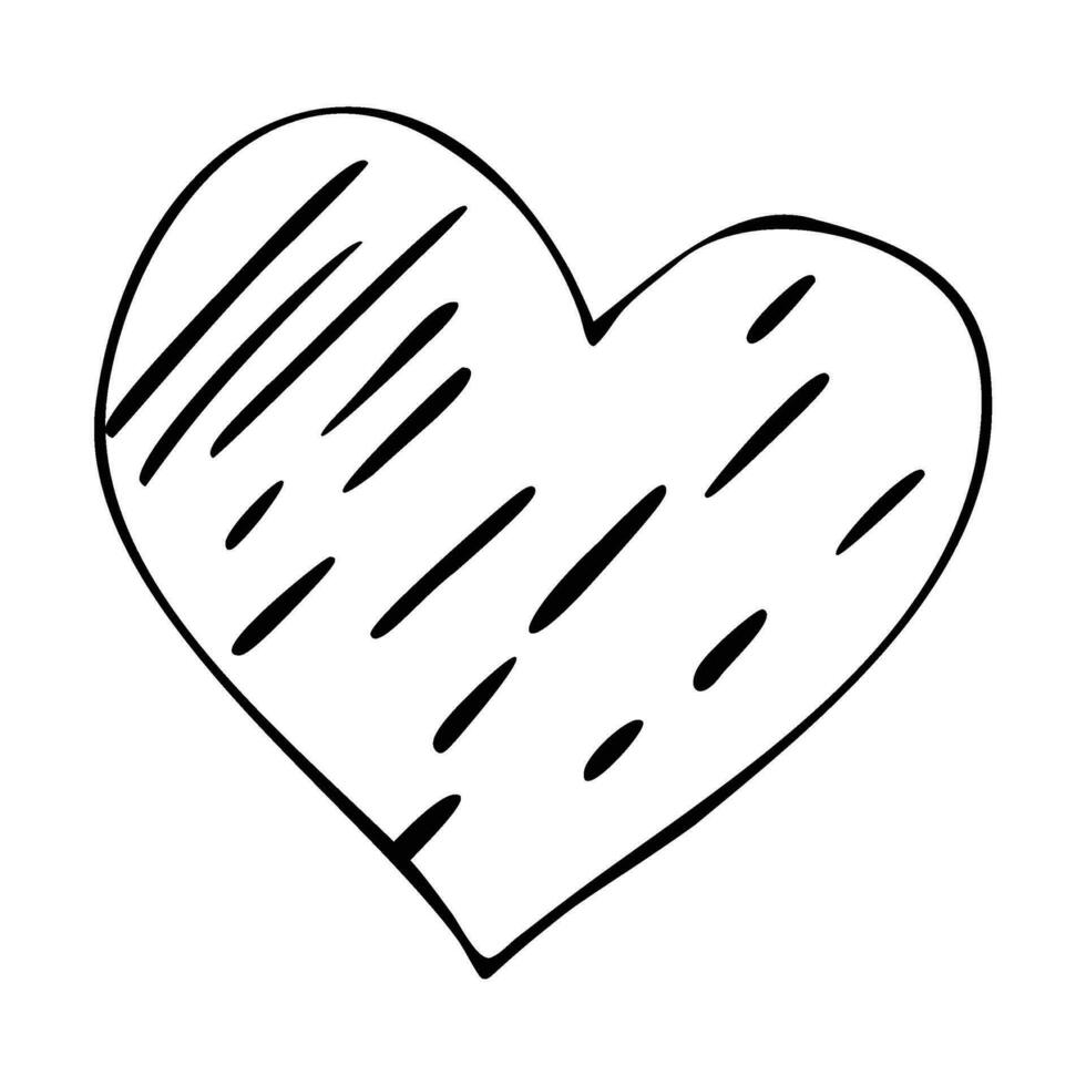Heart doodle. Hand drawn love symbol, Cute decorative heart icon. vector