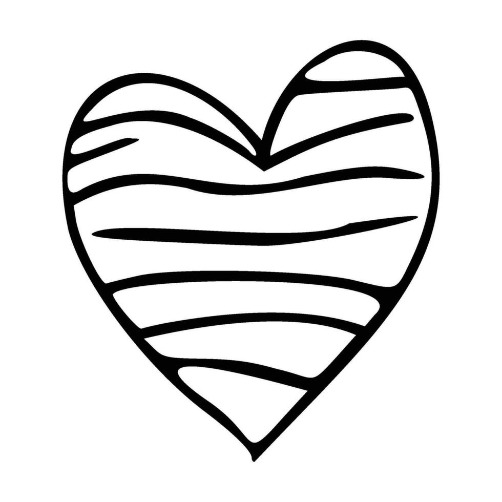 Heart doodle. Hand drawn love symbol, Cute decorative heart icon. vector