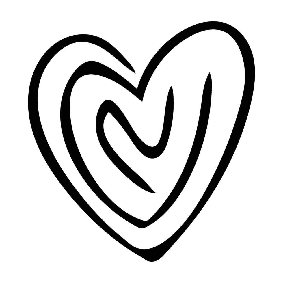 Heart doodle. Hand drawn love symbol, Cute decorative heart icon. vector