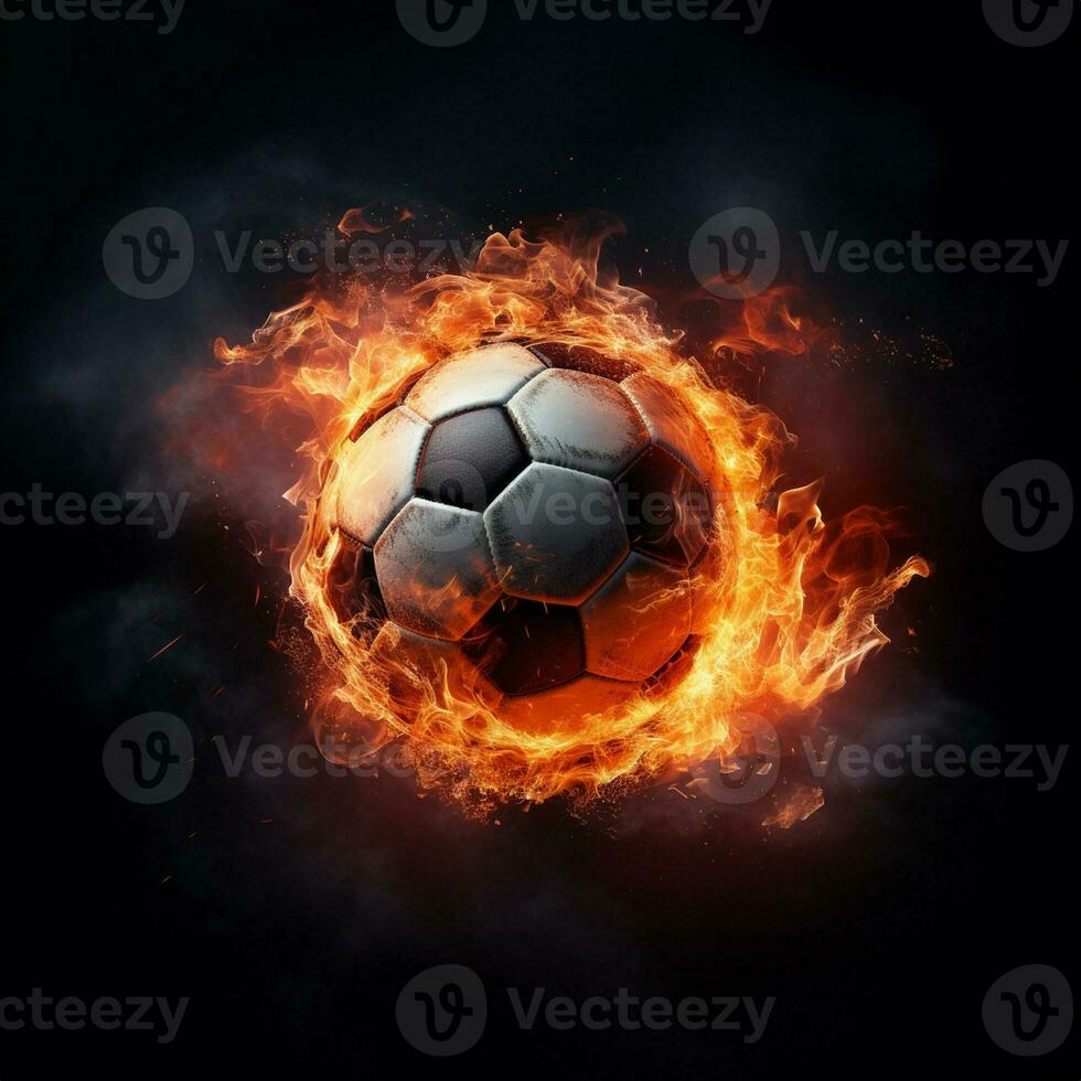 Fiery Soccer Ball on Black Background photo