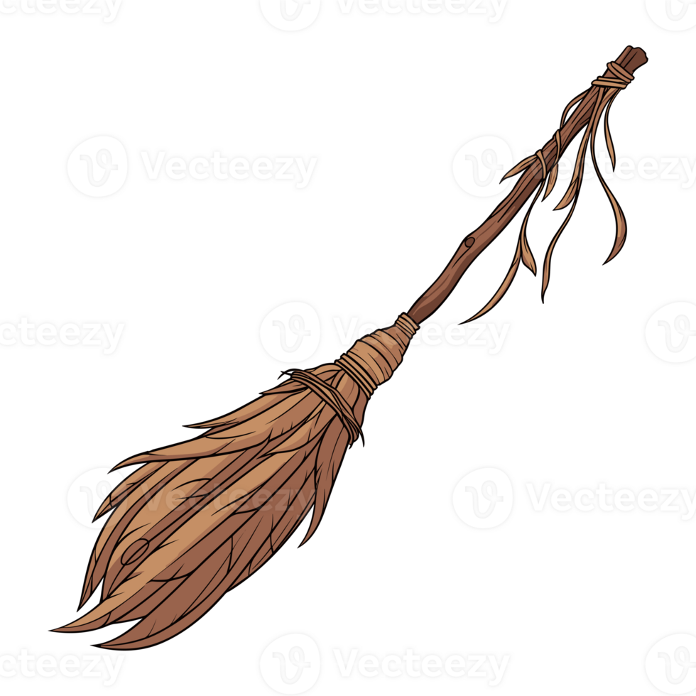 Magic witch broomstick Halloween and witchcraft item hand drawn png