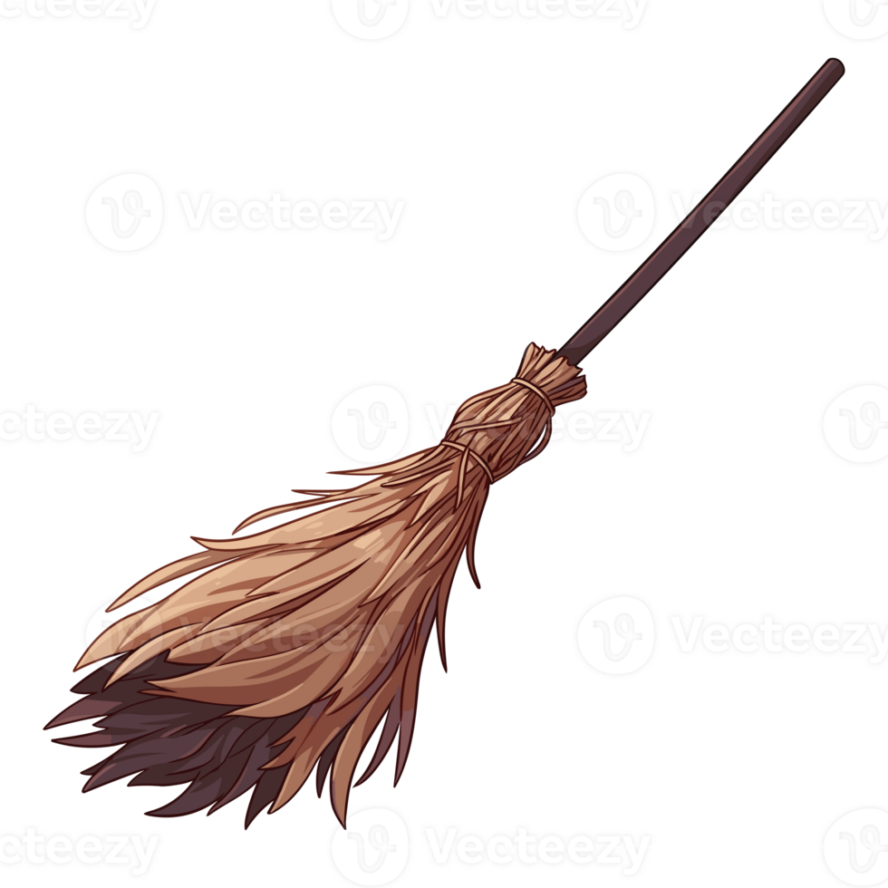 Magic witch broomstick Halloween and witchcraft item hand drawn png